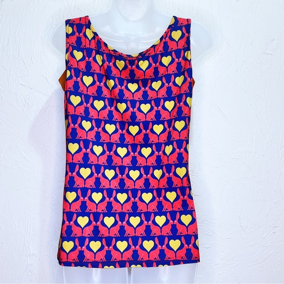 Lindy Bop Retro Navy Bunny Rabbit Sleeveless Tank Top Womens M - Picture 2 of 7